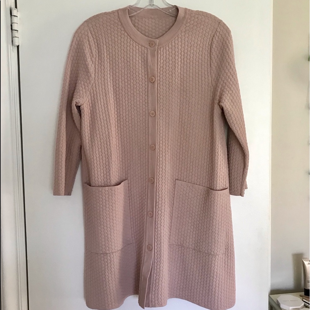 COS circle stitch cardigan in pale pink XS